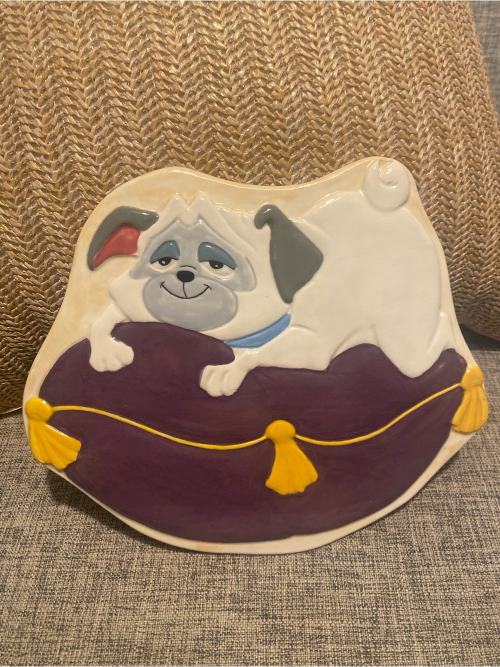 Vintage Disney Pocahontas Percy the Dog ceramic trivet by Treasure Craft